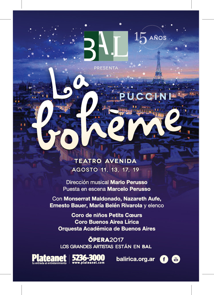 Se viene una de las óperas favoritas del repertorio clásico: La bohème, de Giacomo Puccini.