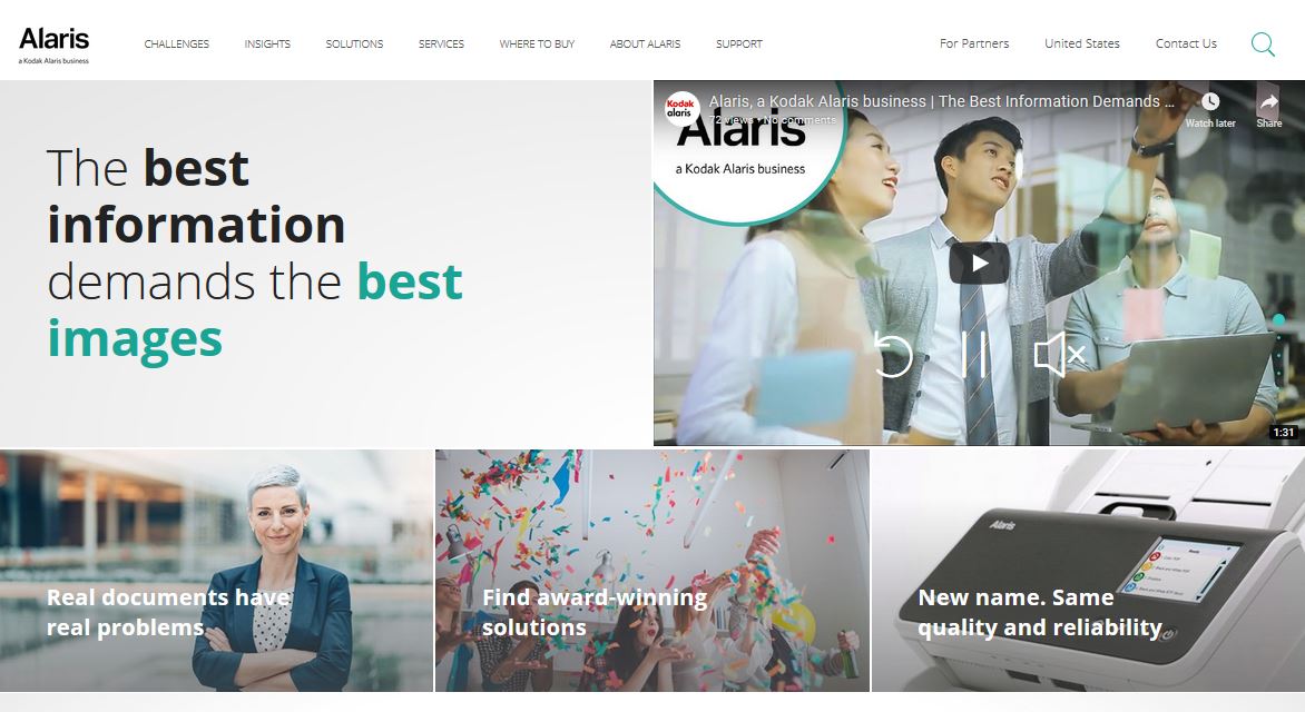La división Kodak Alaris Information Management cambia de nombre a Alaris