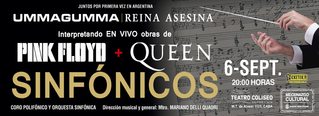 Por primera vez en Argentina  UMMAGUMMA y REINA ASESINA tributo a Pink Floyd y Queen