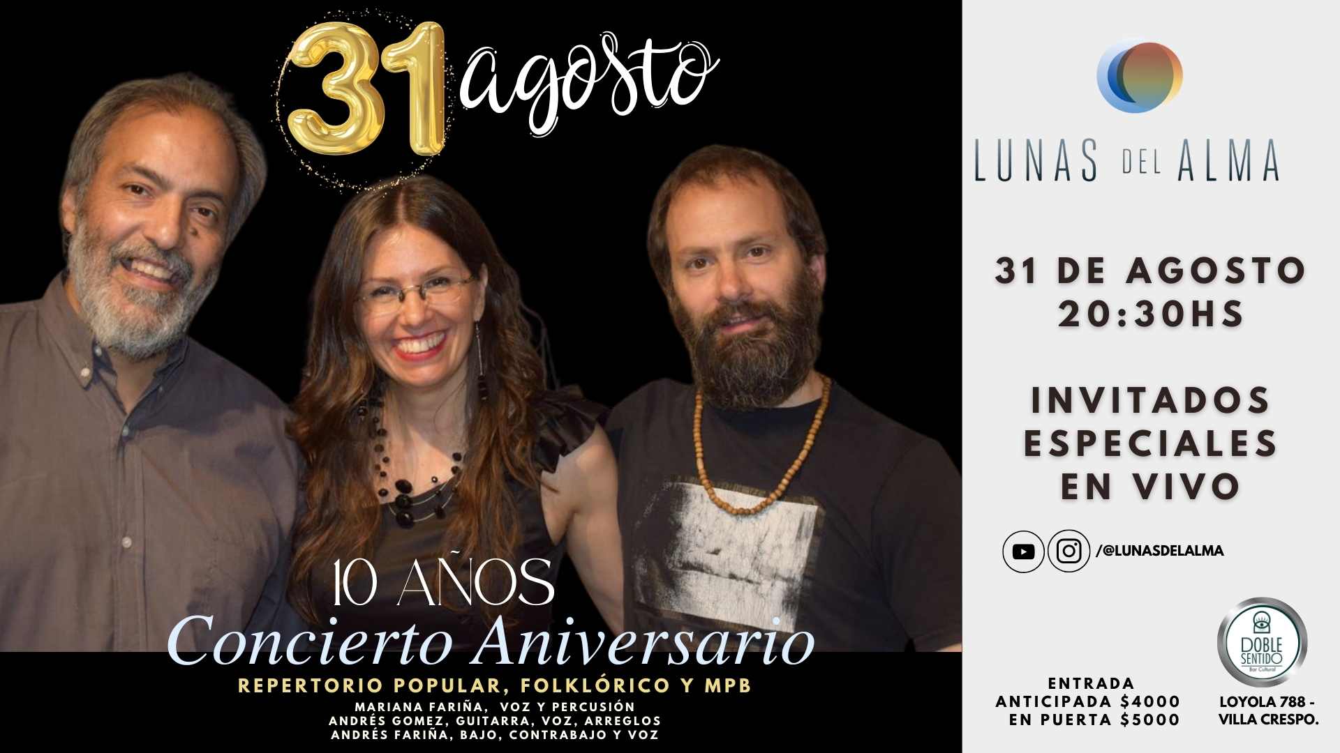 La banda Lunas del Alma celebra su décimo aniversario